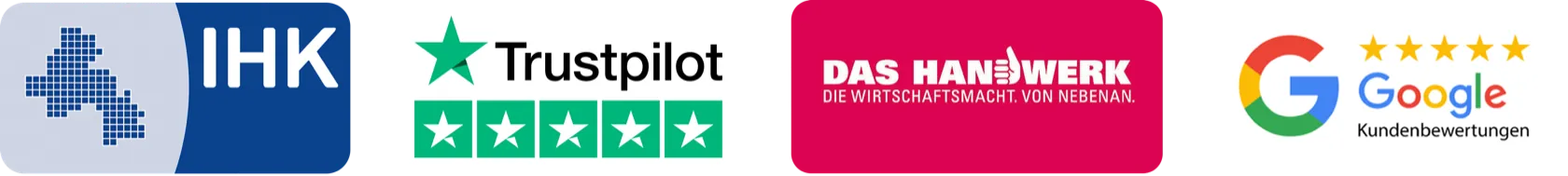 Zertifizierungen: HWK-Meisterbetrieb, VDE-zertifiziert, ISO 9001, e-Marke